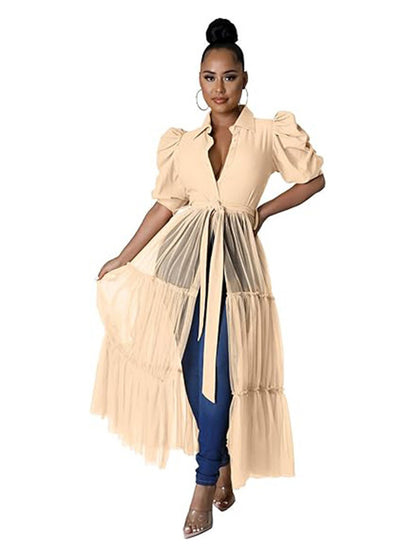 Short Sleeve Bodycon High Low Asymmetrical Ruffle Dress