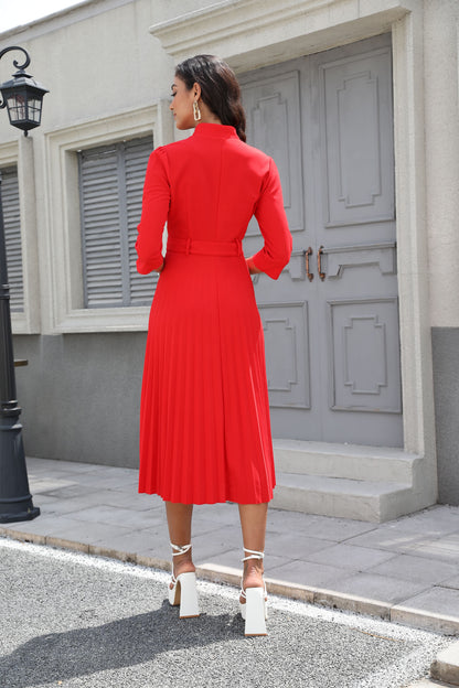 Eva V-Neck Pleated Maxi Dress