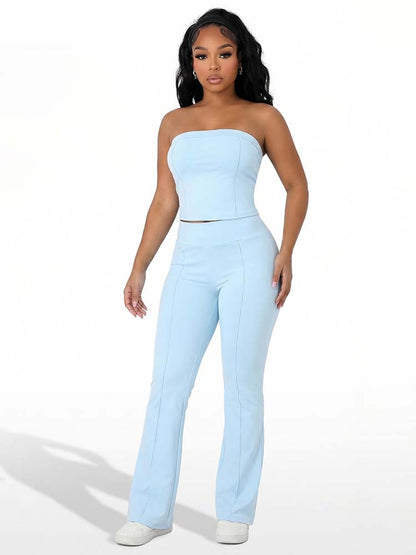 Tube Crop Top & Flared Pants Set