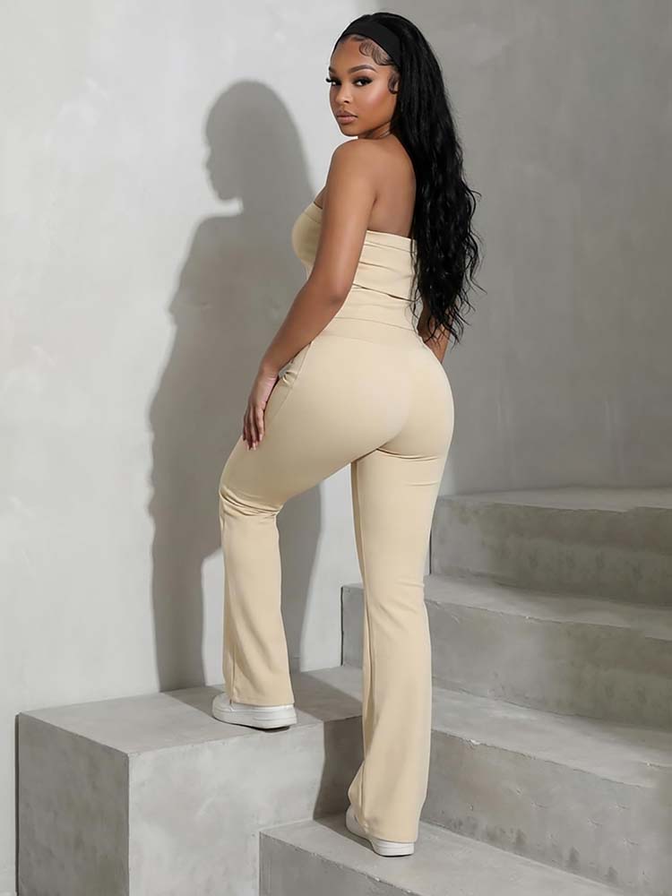 Tube Crop Top & Flared Pants Set