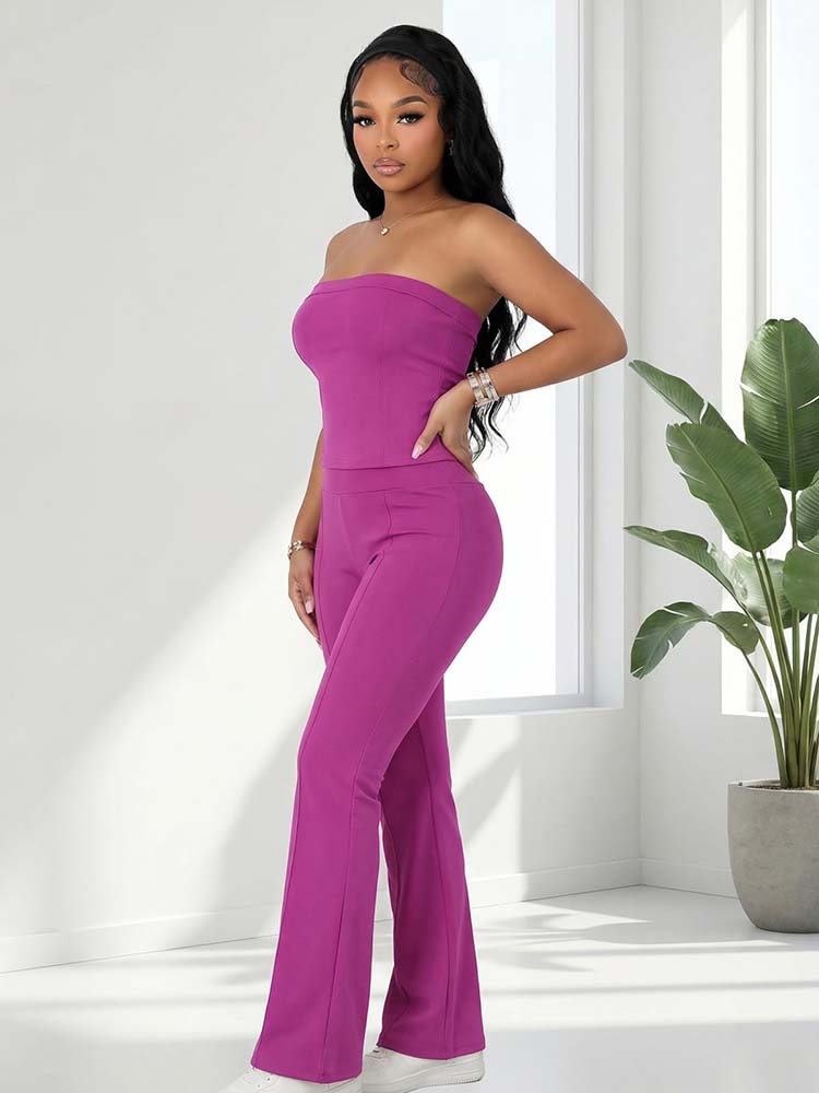Tube Crop Top & Flared Pants Set