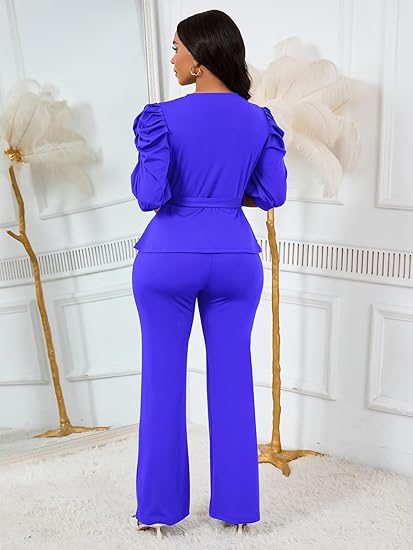 Sophia Ruffle Top Wide-Leg Pantsuit