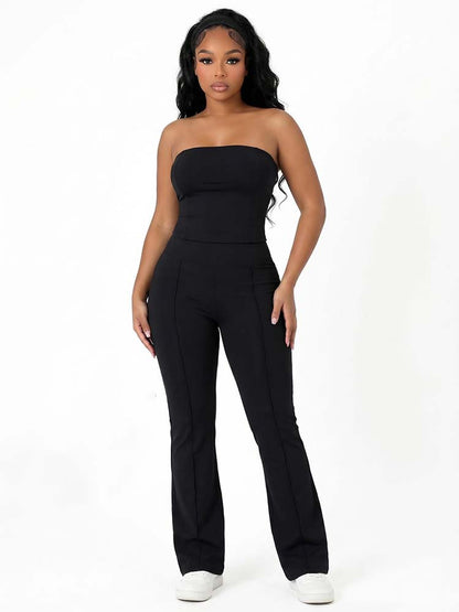 Tube Crop Top & Flared Pants Set