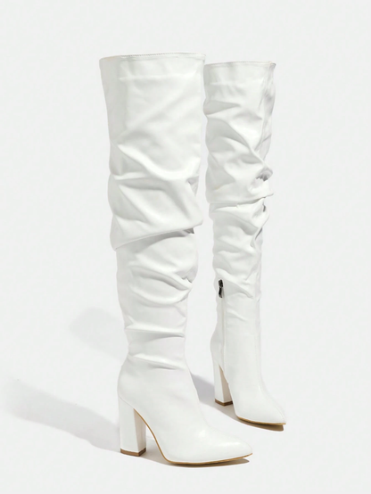 Rose Vogue Block Heel Overknee Boots