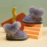 Children's Rhinestone Plush Snow Boots