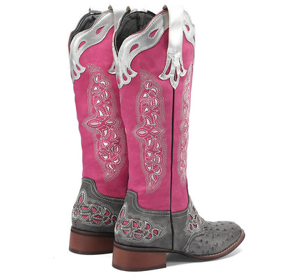 Peony Patchwork Leather Boots