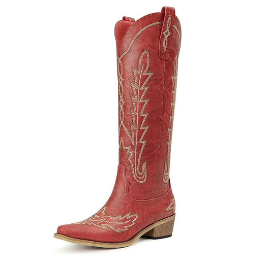Cowboystiefel mit Eustoma-Stickerei