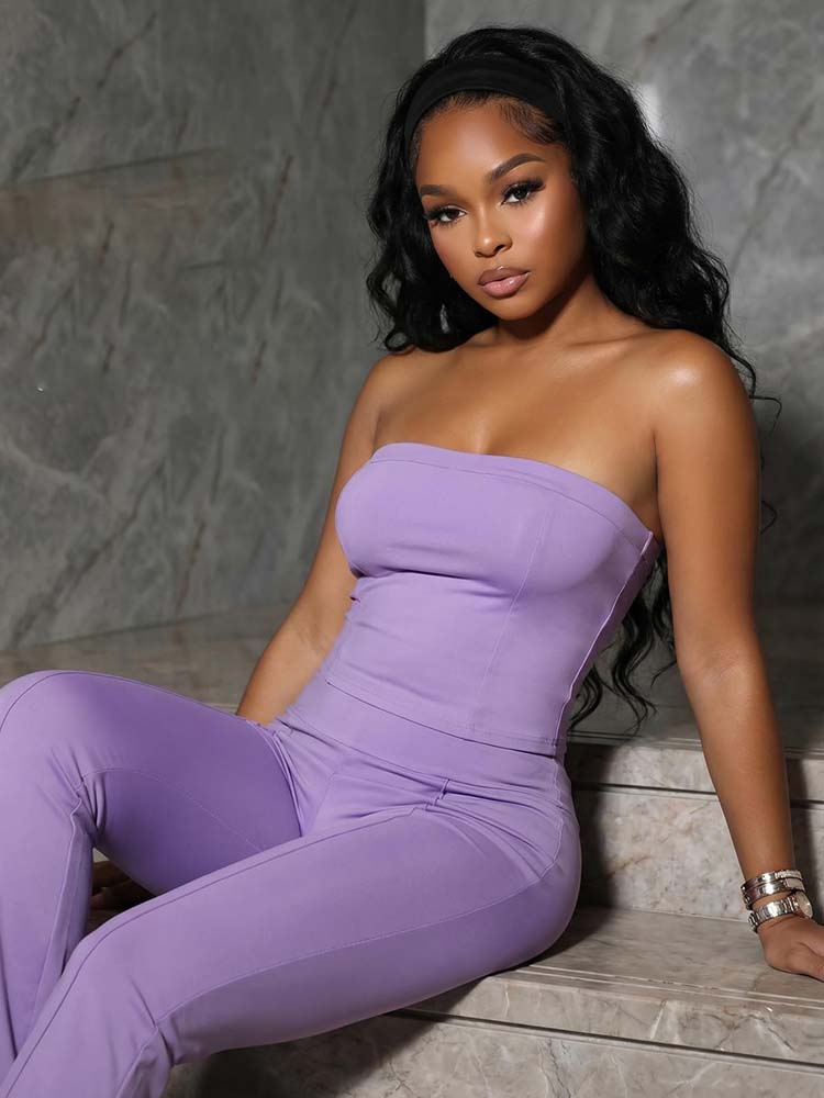 Tube Crop Top & Flared Pants Set