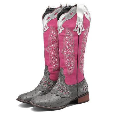 Peony Patchwork Leather Boots