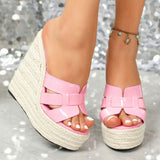 Nepeta Simple Straw Wedge Slippers