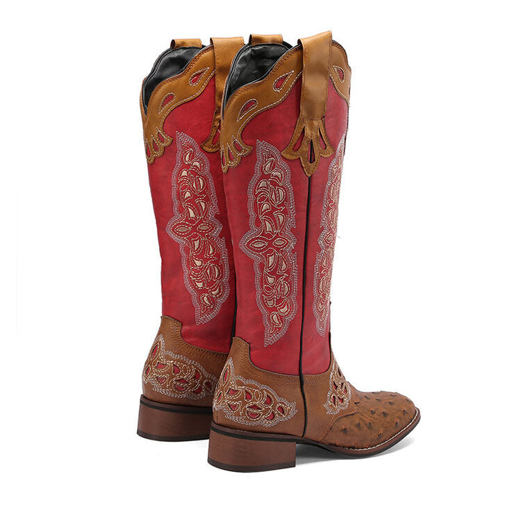 Peony Patchwork Leather Boots