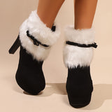 Waterlily Plush Bow Ankle Boots