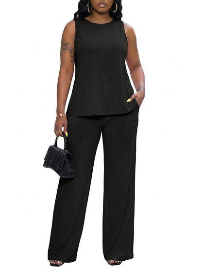 Cross-Back Top & Wide Pants Lounge Set