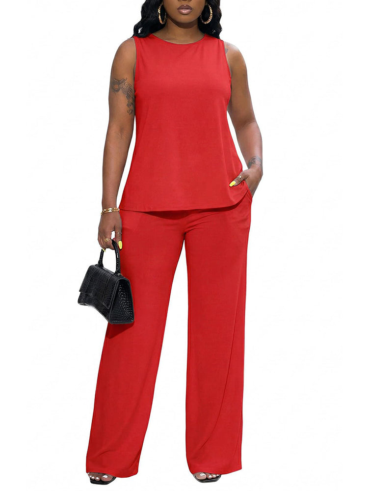 Cross-Back Top & Wide Pants Lounge Set