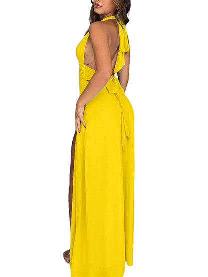 Vacay Halter Slit Maxi Dress