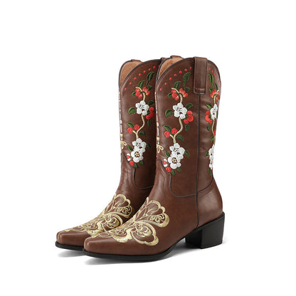 Azalea Embroidered Floral Cowboy Boots
