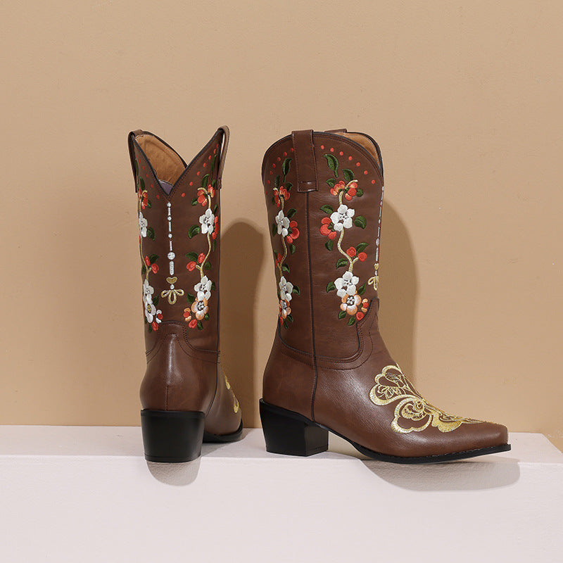Azalea Embroidered Floral Cowboy Boots