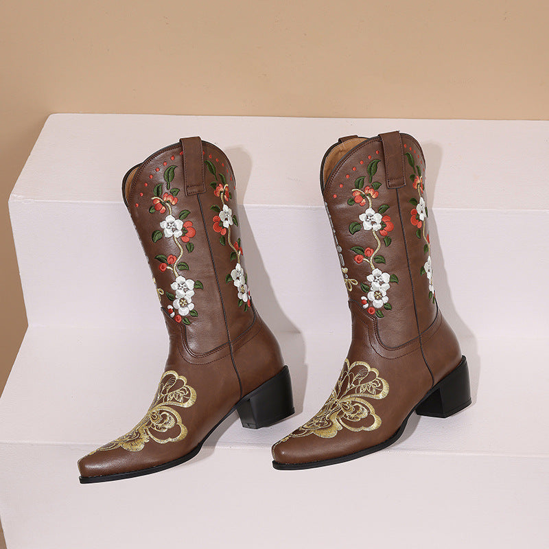 Azalea Embroidered Floral Cowboy Boots