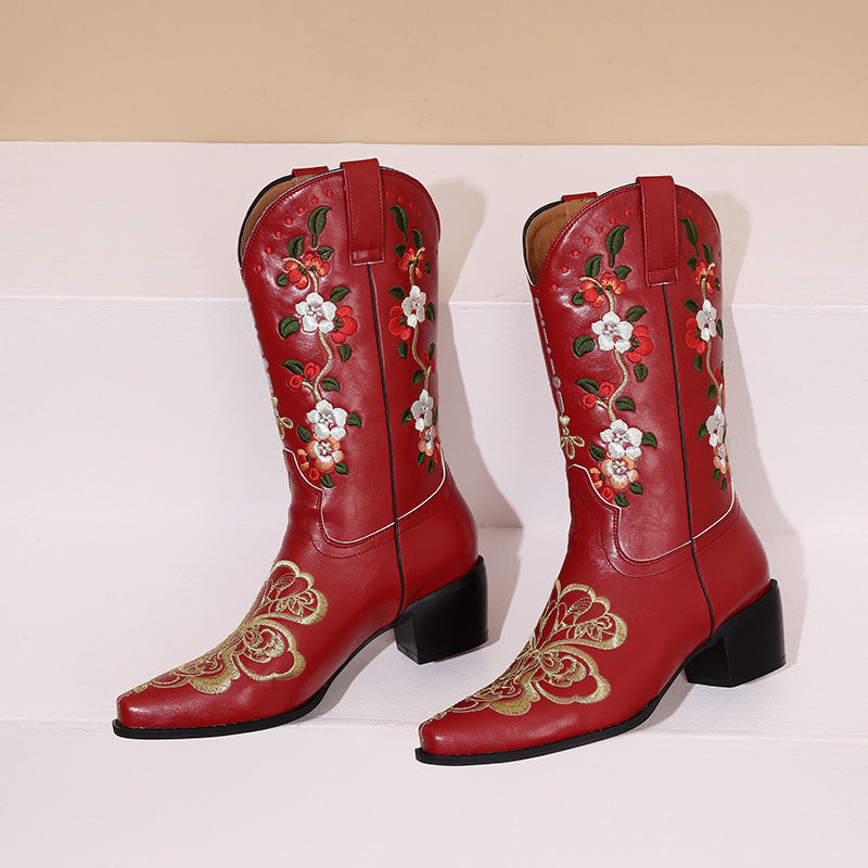 Azalea Embroidered Floral Cowboy Boots