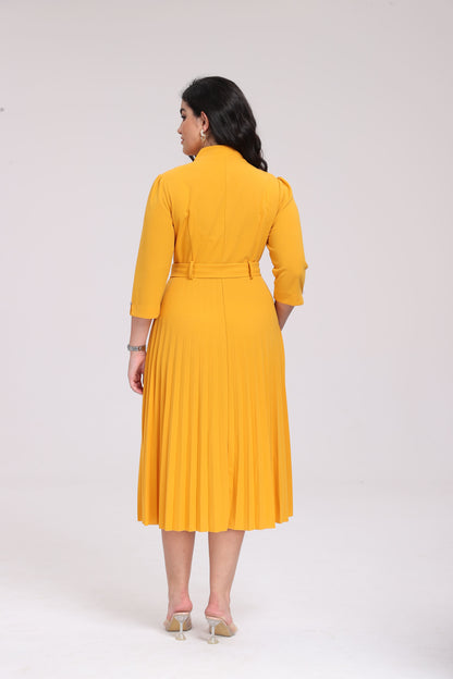 Eva V-Neck Pleated Maxi Dress