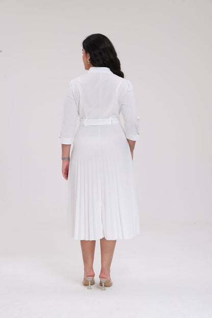 Eva V-Neck Pleated Maxi Dress