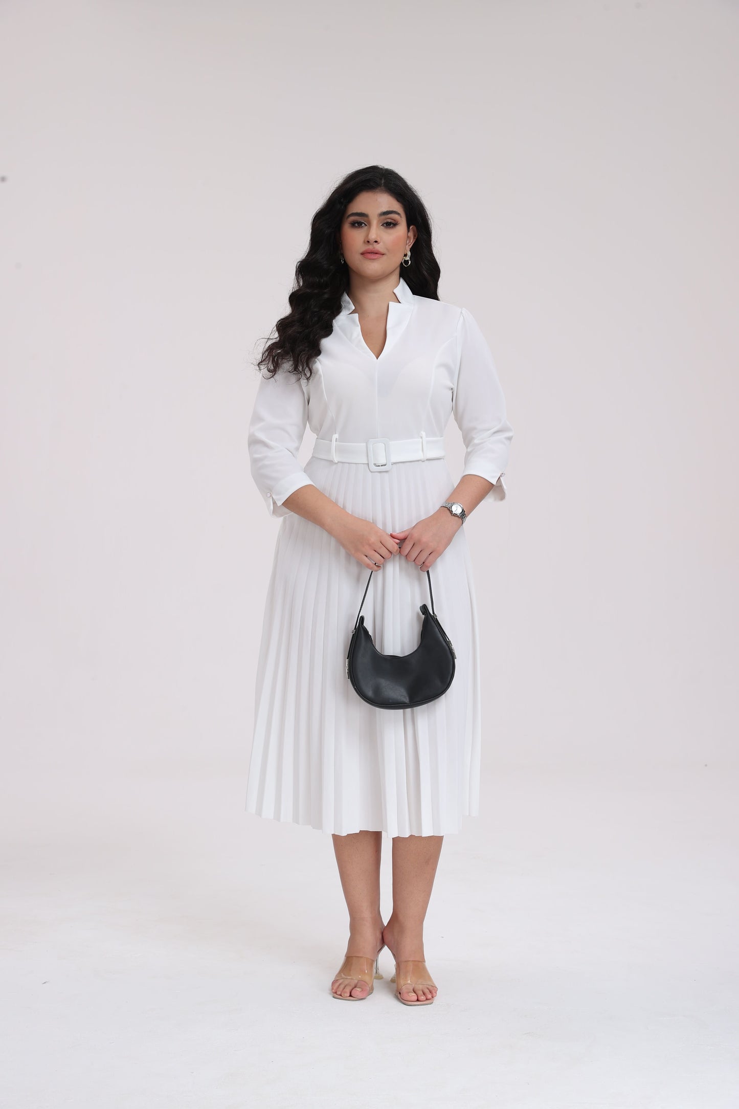 Eva V-Neck Pleated Maxi Dress