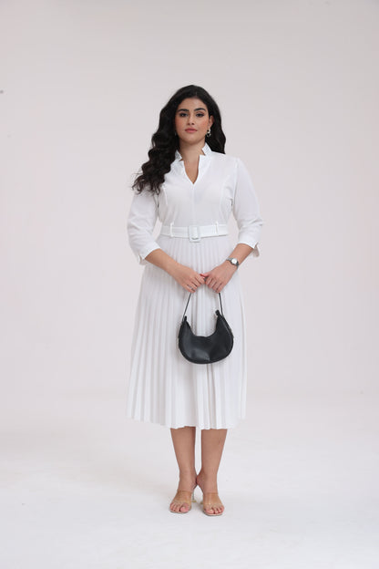 Eva V-Neck Pleated Maxi Dress