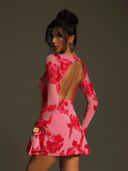 Valeria Sculpted Flower Bodycon Dress