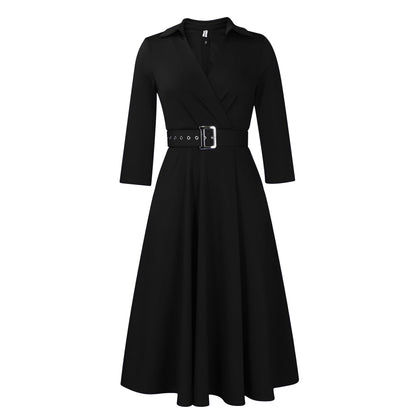 V Neck A Line Midi Dress