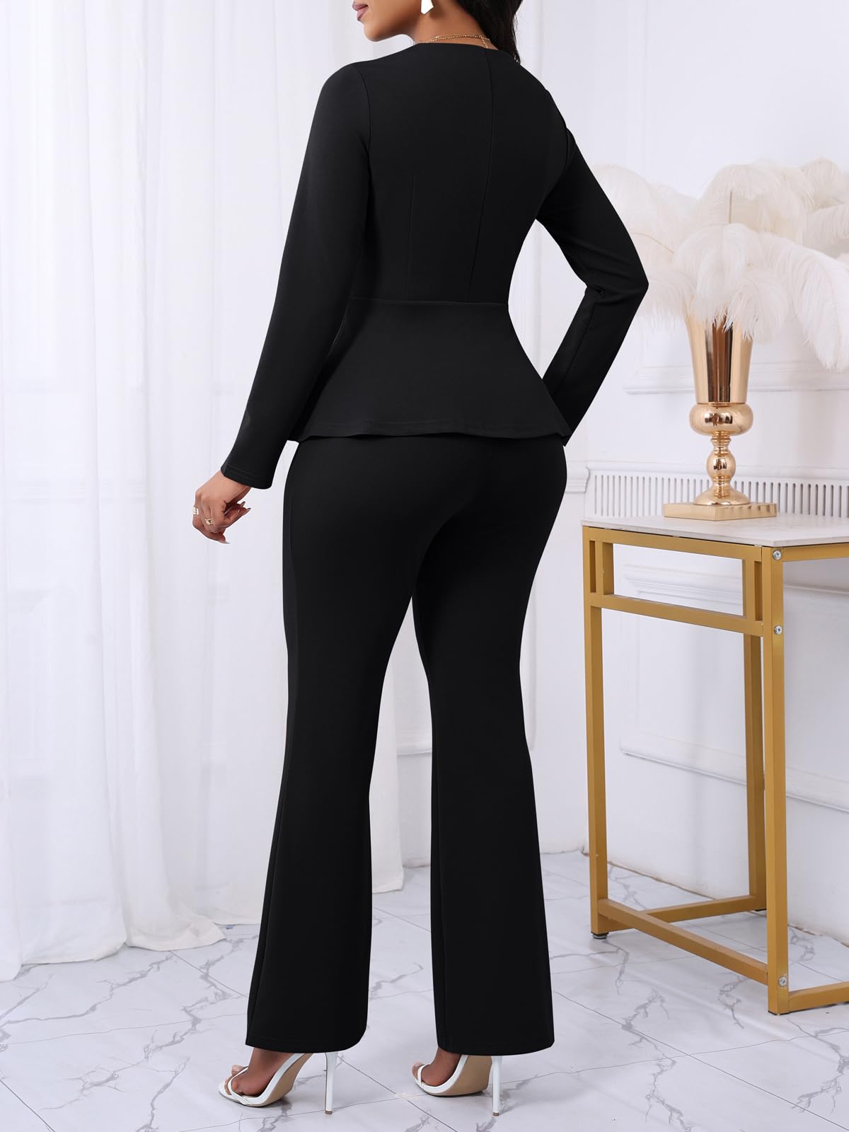 Peplum Blazer Flare Pants Set