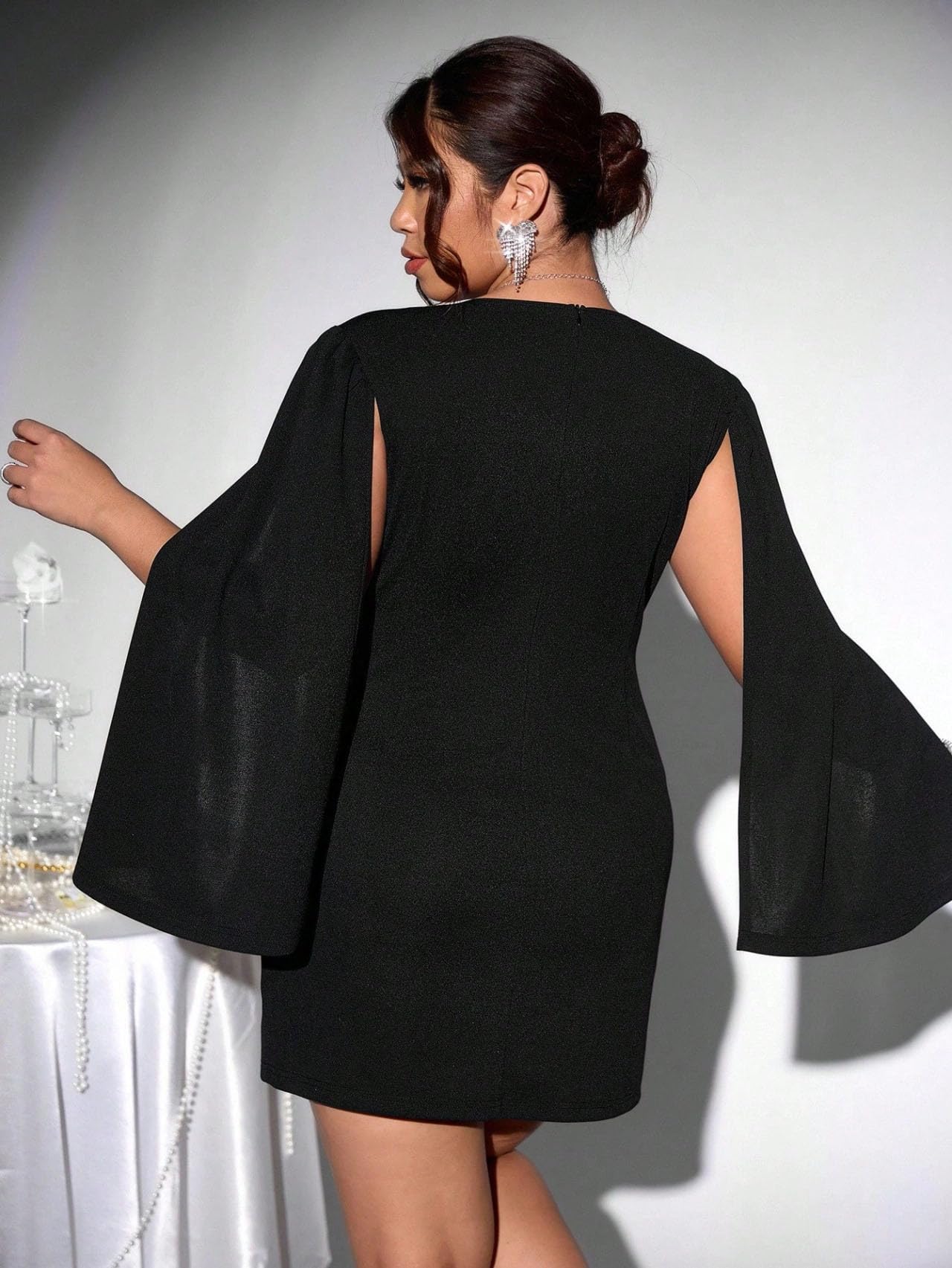 V Neck Cape Mini Dress