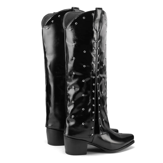 Nemesia Rivet Block Heel High Boots