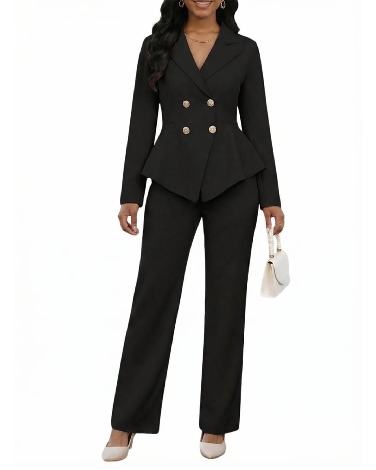 2 Piece Blazer and Wide Leg Pants Set