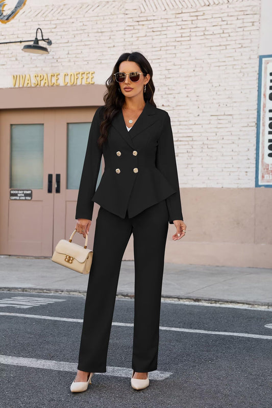 2 Piece Blazer and Wide Leg Pants Set