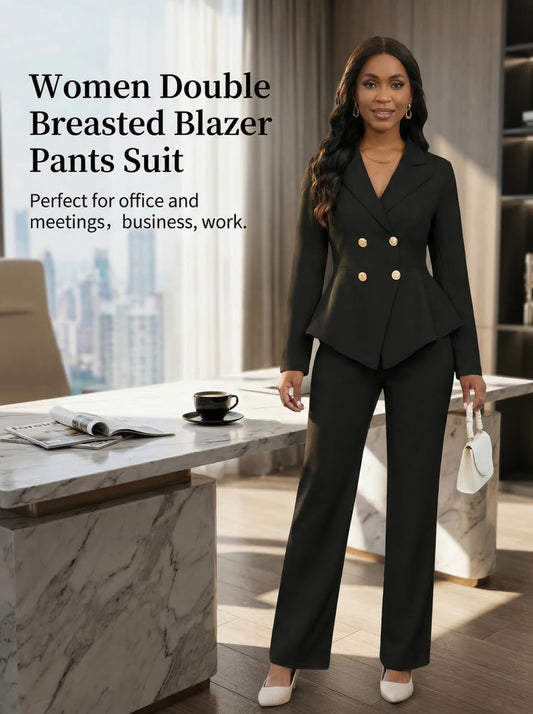 2 Piece Blazer and Wide Leg Pants Set