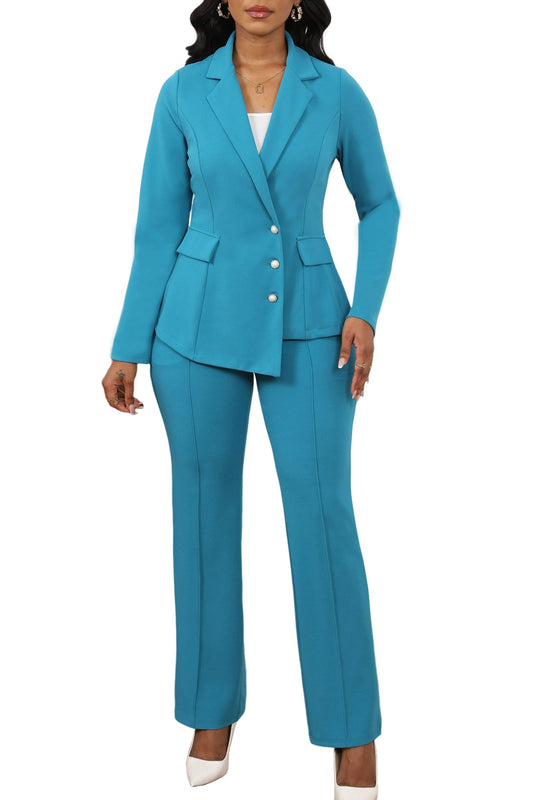 Button Down Blazer Pants Set