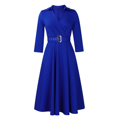 V Neck A Line Midi Dress