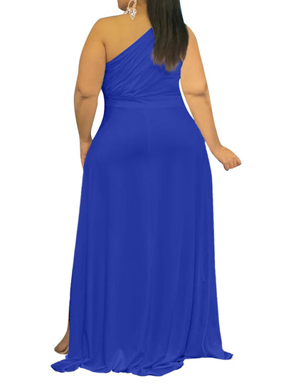 Plus Size One Shoulder Irregular Hem Dress