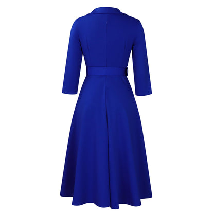 V Neck A Line Midi Dress