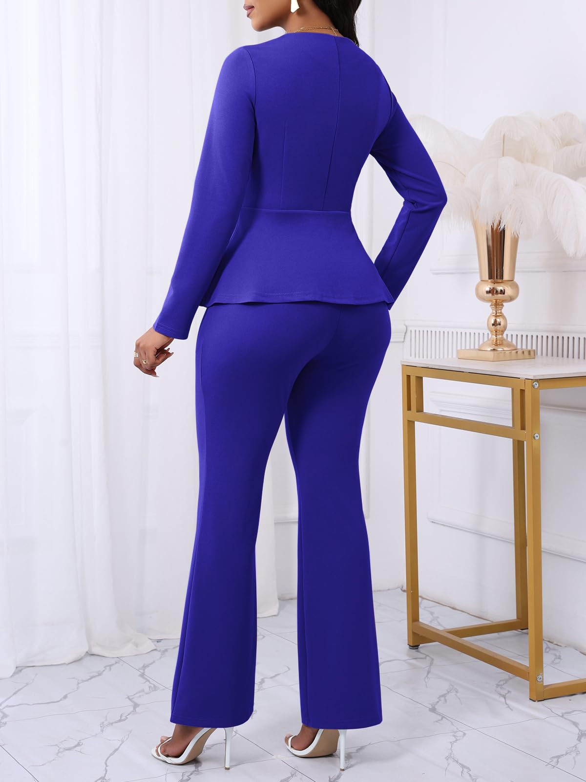 Peplum Blazer Flare Pants Set