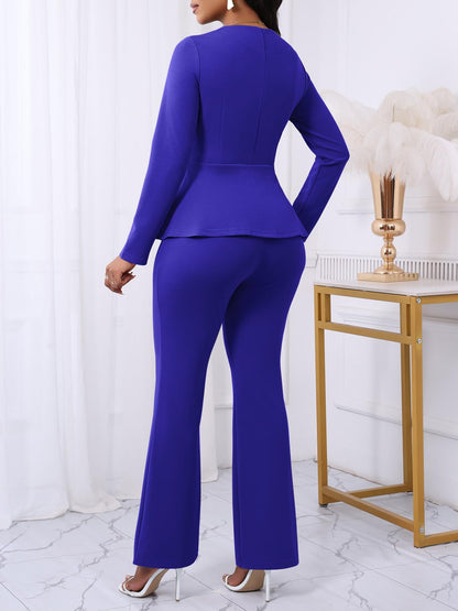 Peplum Blazer Flare Pants Set
