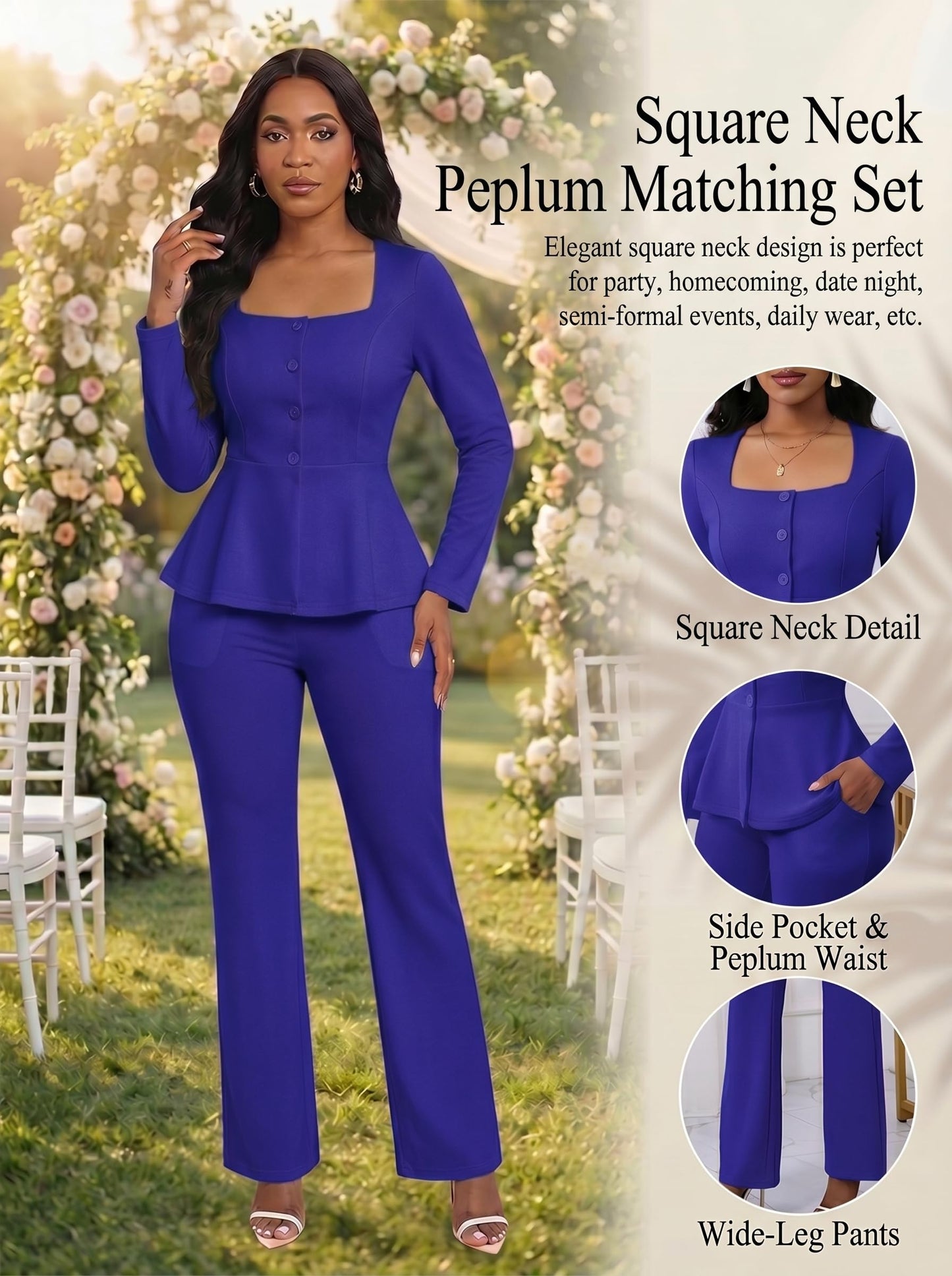 Peplum Blazer Flare Pants Set