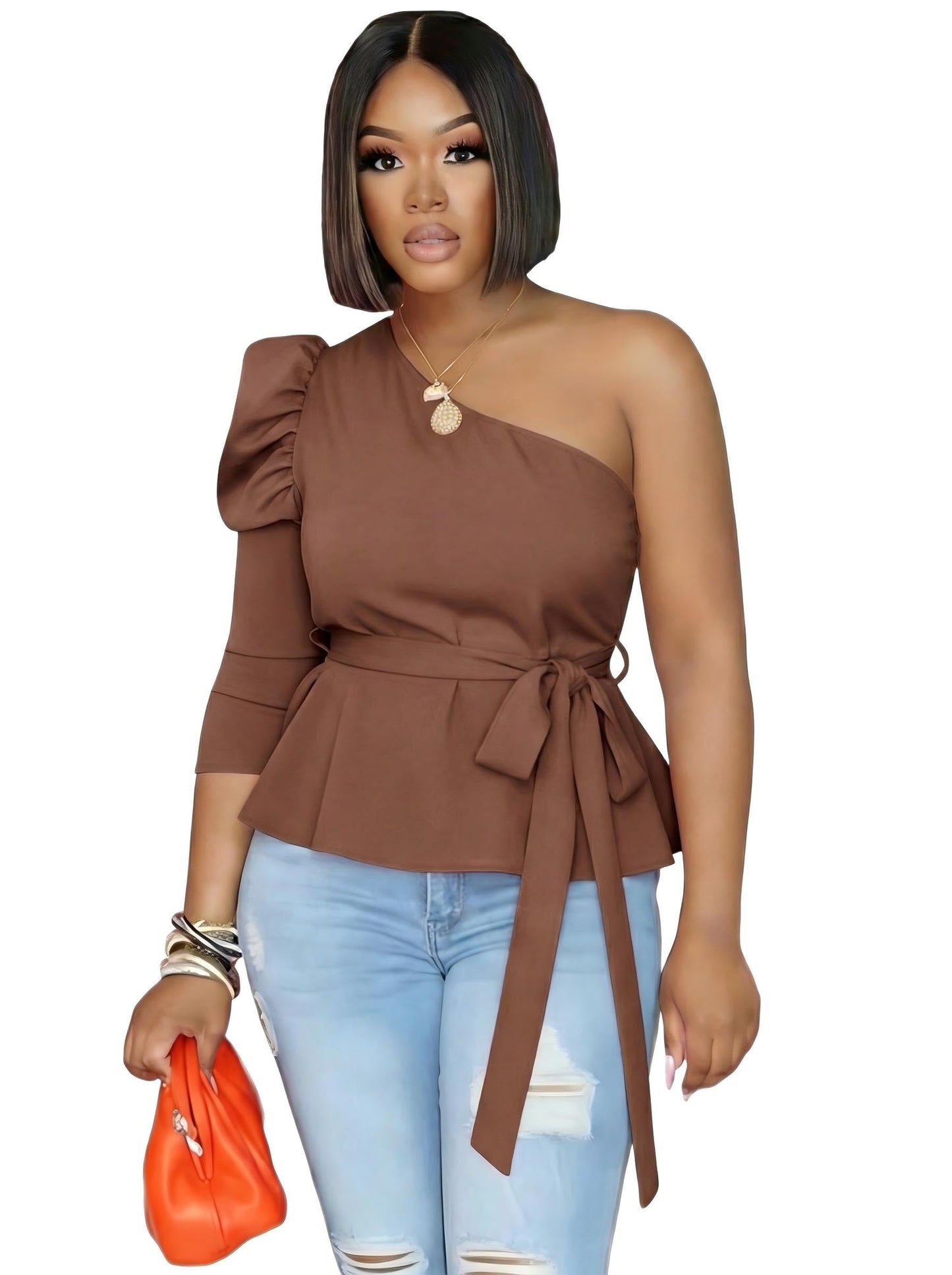 Asymmetrical Ruffle Tunics Top