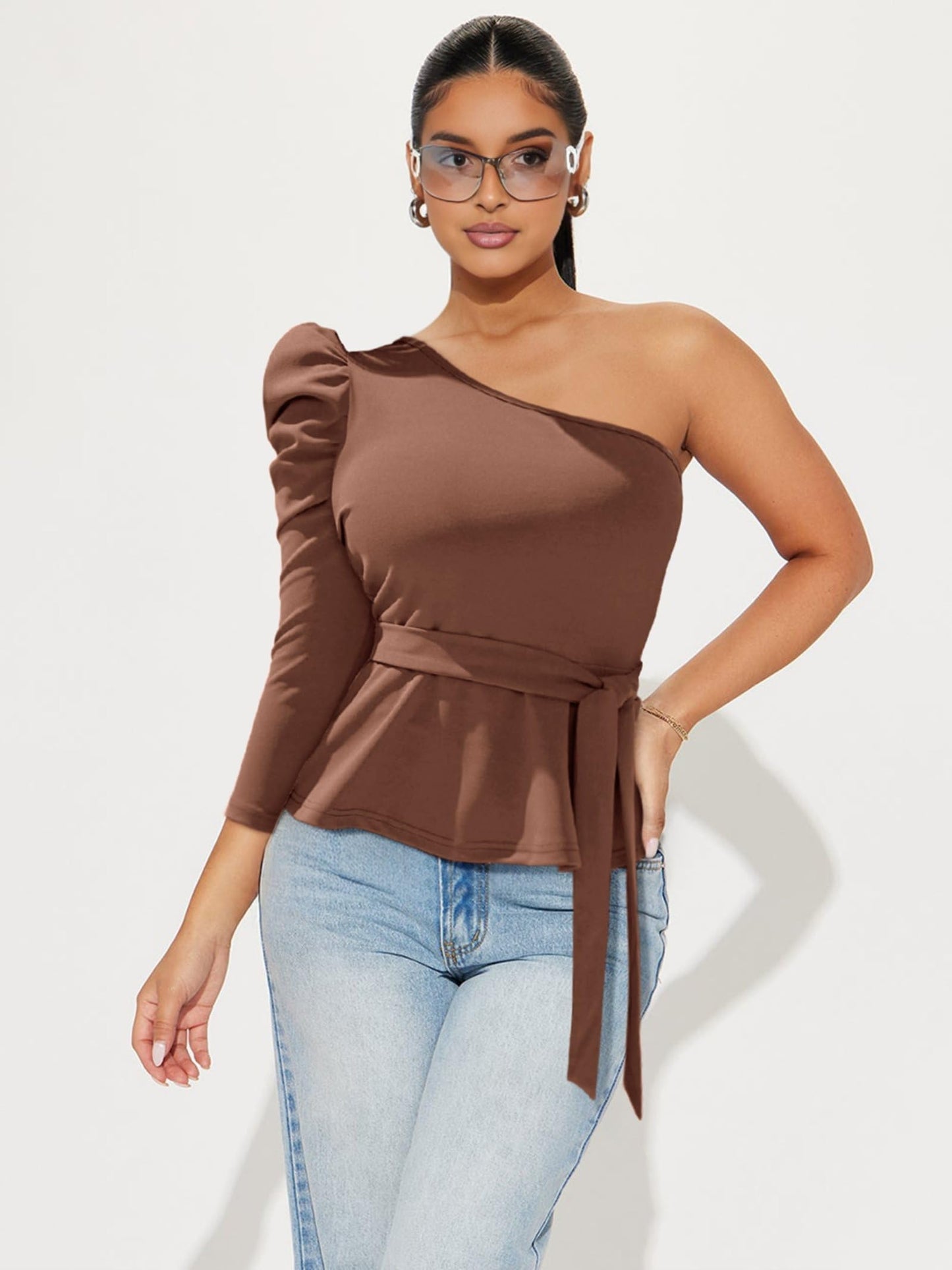 Asymmetrical Ruffle Tunics Top