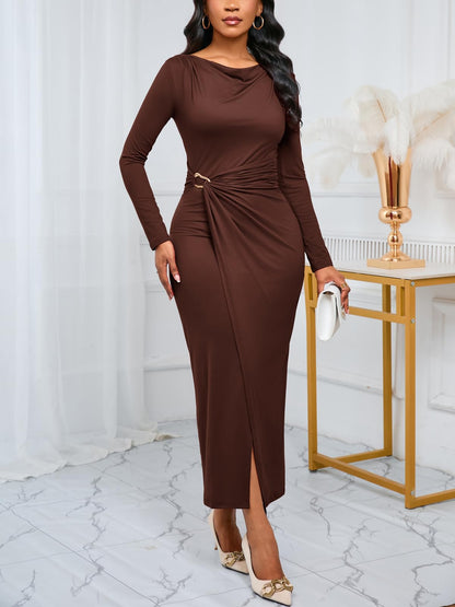 Cowl Neck Bodycon Maxi Dress