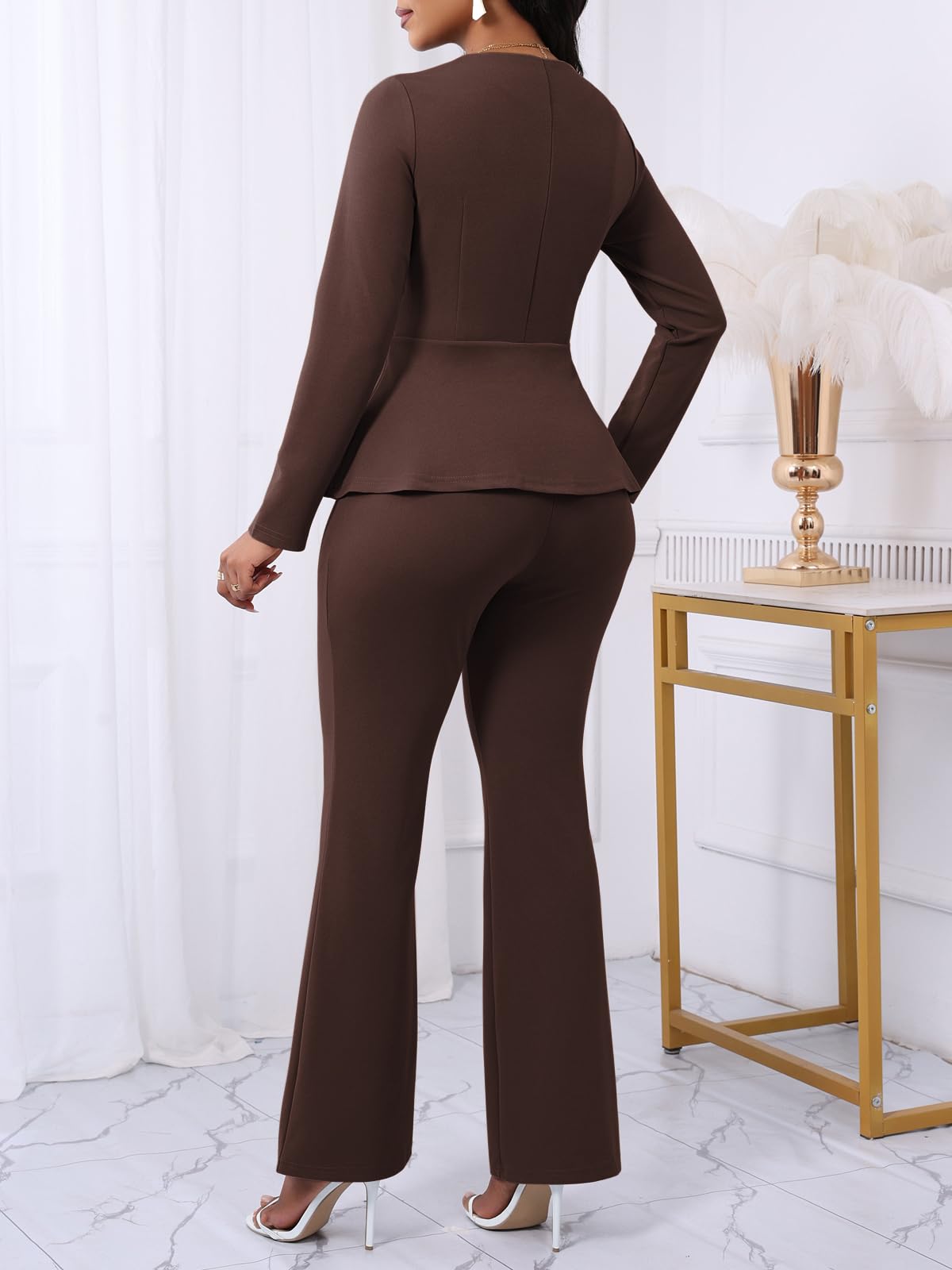 Peplum Blazer Flare Pants Set