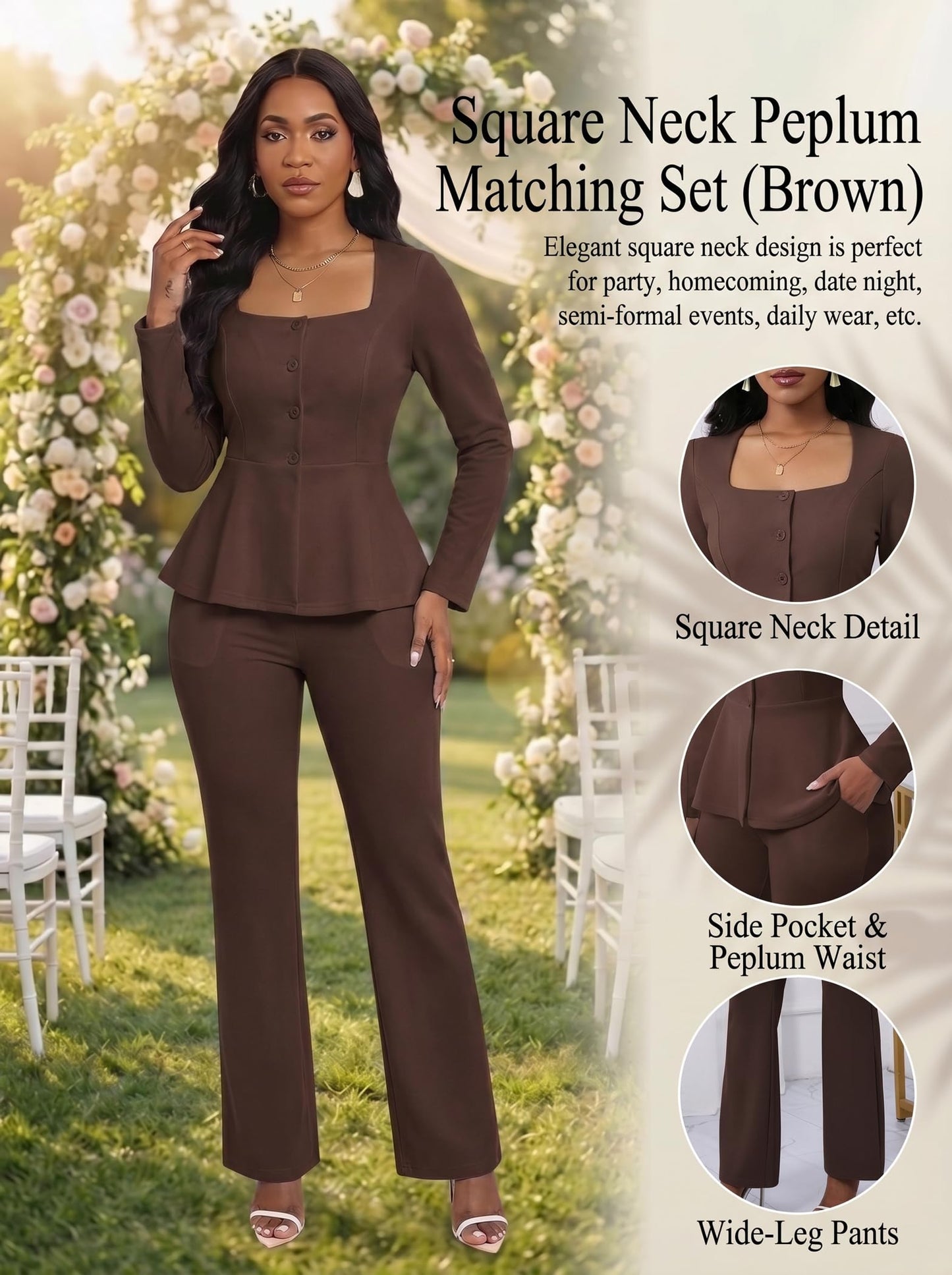 Peplum Blazer Flare Pants Set
