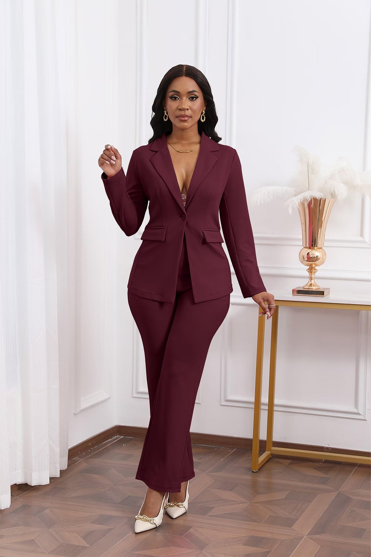 Lapel Blazer Pants Set