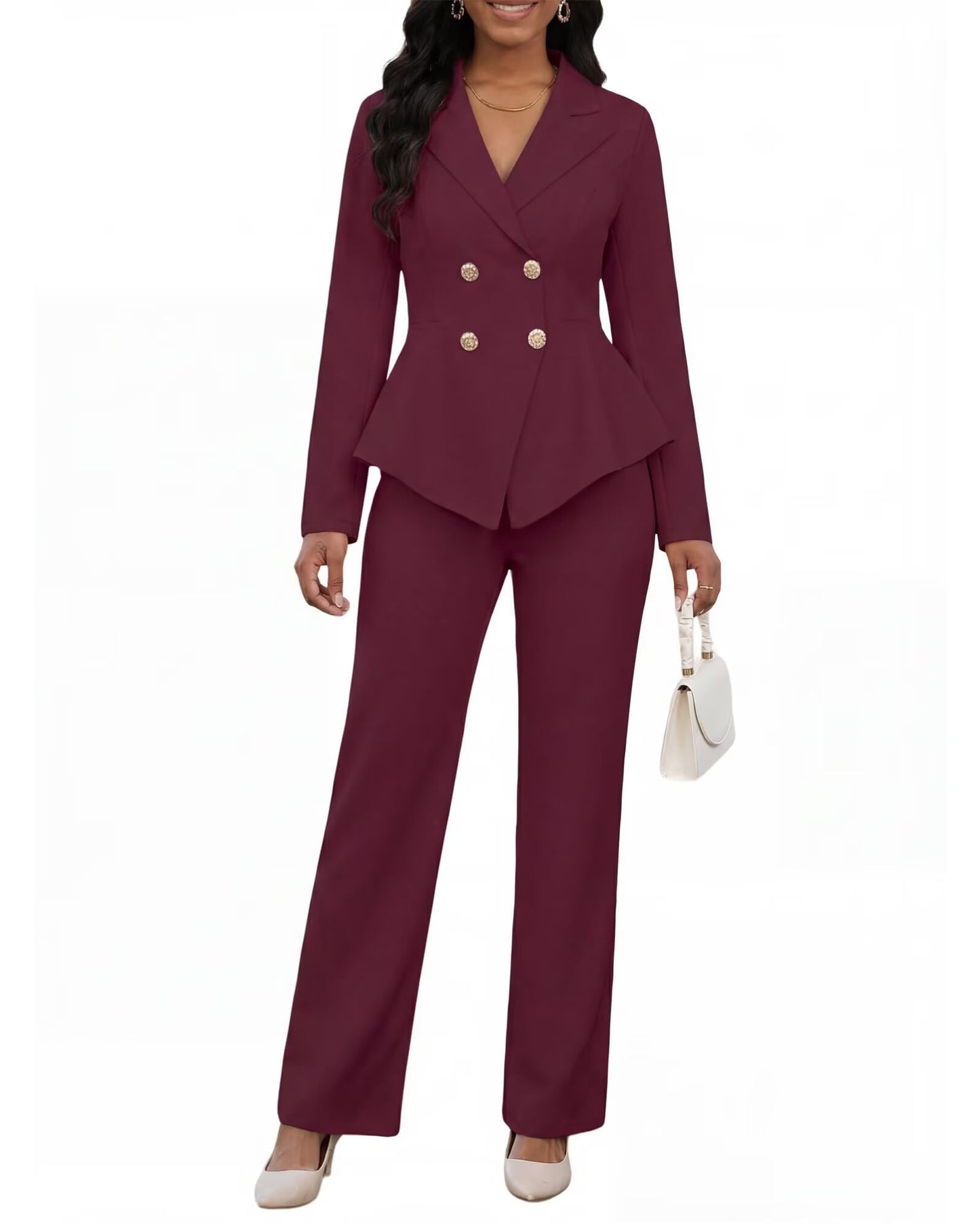 2 Piece Blazer and Wide Leg Pants Set