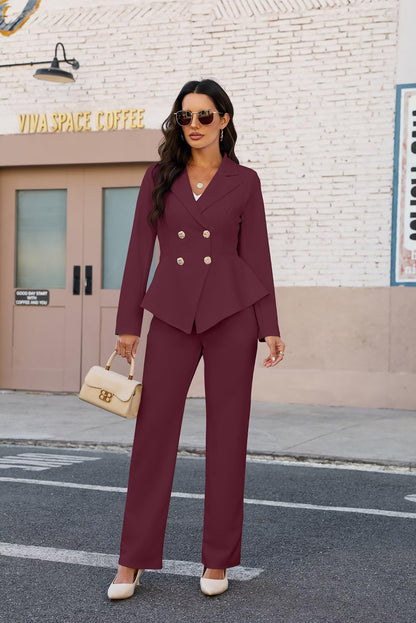 2 Piece Blazer and Wide Leg Pants Set